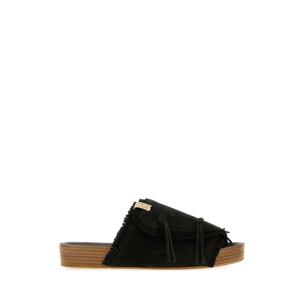 Visvim Men Black Suede Christo Slippers